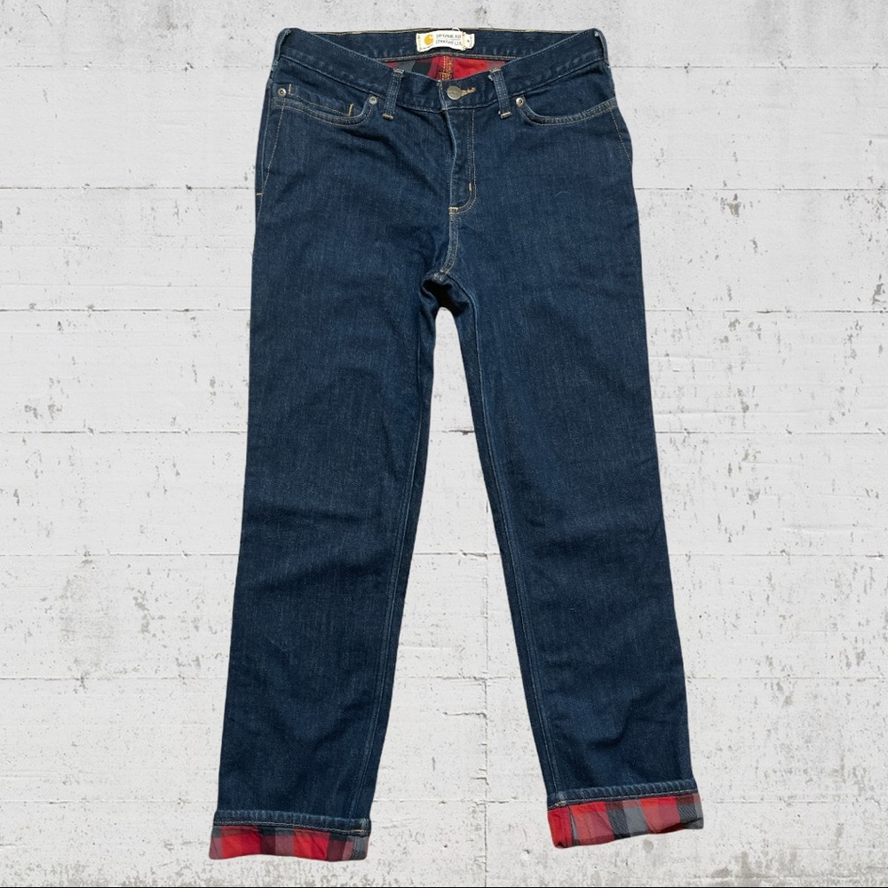 Carhartt Plaid Flannel Lined Original Fit Straight Leg Jeans Size 6